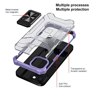 Husa de protectie Flippy compatibila cu Apple iPhone 13 Acrylic Armor cu suport Mov - Img 3