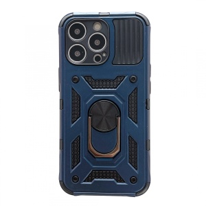 Husa de protectie Flippy compatibila cu Apple iPhone 13 Pro Defender Model 4 cu suport,Albastru - Img 1