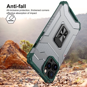 Husa de protectie Flippy compatibila cu Apple iPhone 13 Pro Max Acrylic Armor cu suport Verde Inchis - Img 3