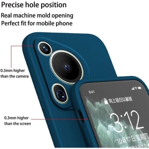 Husa de Protectie, Flippy, pentru Huawei Pura 70, Liquid Silicone, cu Microfibra pe Interior, Protectie Antisoc, Compatibil Incarcare Wireless, Albastru - Img 2