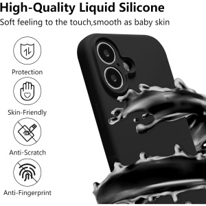 Husa de Protectie, Flippy, pentru iPhone 16, Liquid Silicone, cu Microfibra pe Interior, Protectie Antisoc, Compatibil Incarcare Wireless, Negru - Img 6