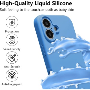 Husa de Protectie, Flippy, pentru iPhone 16, Liquid Silicone, cu Microfibra pe Interior, Protectie Antisoc, Compatibil Incarcare Wireless, Albastru - Img 6