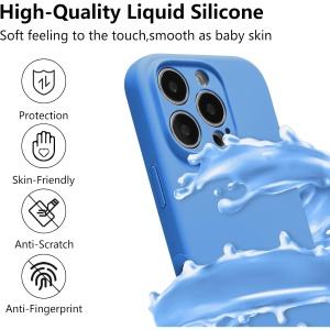 Husa de Protectie, Flippy, pentru iPhone 16 Pro Max, Liquid Silicone, cu Microfibra pe Interior, Protectie Antisoc, Compatibil Incarcare Wireless, Albastru - Img 6