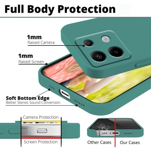 Husa de Protectie, Flippy, pentru Xiaomi Redmi Note 13 5G, Liquid Silicone, cu Microfibra pe Interior, Protectie Antisoc, Compatibil Incarcare Wireless, Verde - Img 4