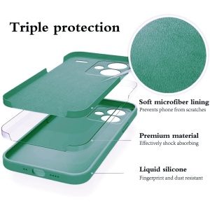 Husa de Protectie, Flippy, pentru Xiaomi Redmi Note 13 Pro Plus 5G, Liquid Silicone, cu Microfibra pe Interior, Protectie Antisoc, Compatibil Incarcare Wireless, Verde - Img 7