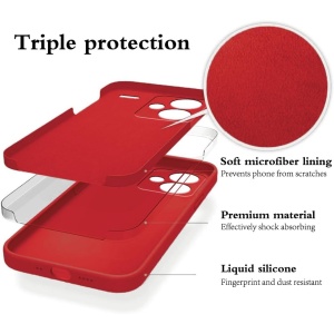 Husa de Protectie, Flippy, pentru Xiaomi Redmi Note 13 Pro Plus 5G, Liquid Silicone, cu Microfibra pe Interior, Protectie Antisoc, Compatibil Incarcare Wireless, Rosu - Img 2