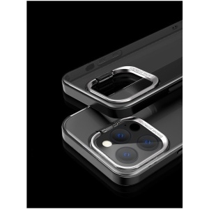 Husa de protectie pentru iPhone 14 Pro Max, cu suport metalic pentru camera, Bracket Series, Flippy, Protectie Antisoc, PC mat, silicon moale pe margini, Negru - Img 5