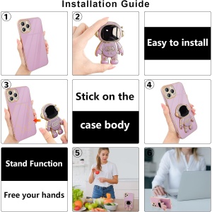 Husa de Protectie TPU 2in1, Flippy, pentru Apple iPhone 14 Pro Max, Astronaut cu Suport, Antisoc, Rezistenta la Impact, Protectie Camera, Mov - Img 2