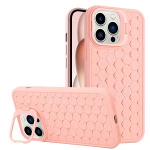 Husa de Protectie TPU, Flippy, pentru Apple iPhone 15, 3D Cube, cu Inel, Protectie Camera, Antisoc, Antizgariere, Antialunecare, Acoperire Completa, Roz - Img 1