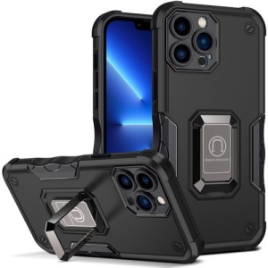 Husa Iron Warriors pentru iPhone 14 Pro Max, Flippy, Hybrid Ring Holder Kickstand, Negru - Img 2