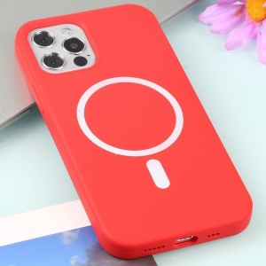 Husa MagSafe liquid large hole magnetic shell pentru Apple iPhone 14 Pro, Full Cover, Liquid Silicone, Magnetica, Incarcare Wireless, Flippy, Rosu - Img 6