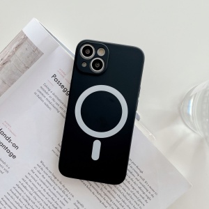 Husa MagSafe pentru Apple iPhone 14, Silicon, Protectie pentru camera, Magnetica, Incarcare Wireless, Flippy, Negru - Img 2