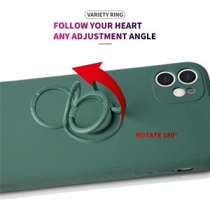 Husa protectie Flippy compatibila cu Apple iPhone 12 Mini Liquid Silicone Ring cu suport rotativ Verde - Img 6