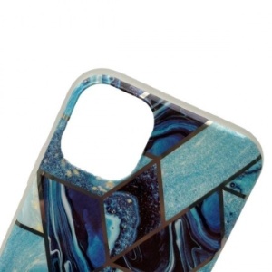 Husa protectie Flippy compatibila cu Apple iPhone 12 Pro Max Soft IMD TPU Marble Geometric Albastru - Img 3