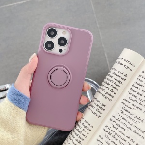 Husa protectie Flippy compatibila cu Apple iPhone 13 Liquid Silicone Ring cu suport rotativ Mov - Img 2