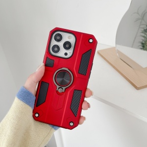 Husa protectie Flippy compatibila cu Apple iPhone 13 Mini Defender Model 5 cu suport prindere inel,Rosu - Img 2