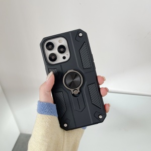 Husa protectie Flippy compatibila cu Apple iPhone 13 Pro Max Defender Model 5 cu suport prindere inel,Negru - Img 2