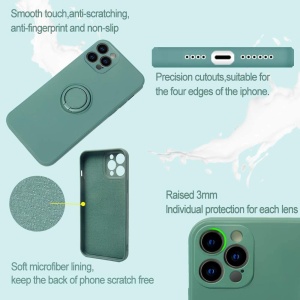 Husa protectie Flippy compatibila cu Apple iPhone 13 Pro Max Liquid Silicone Ring cu suport rotativ Verde - Img 6