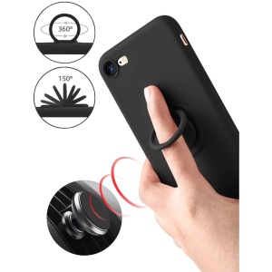 Husa protectie Flippy compatibila cu Apple iPhone 7/8/SE 2020 Liquid Silicone Ring cu suport rotativ Negru - Img 4