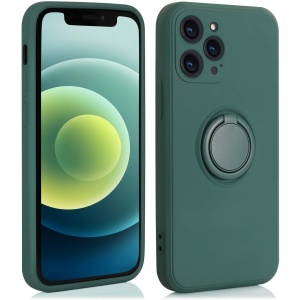 Husa protectie Flippy compatibila cu Huawei P40 Lite E Liquid Silicone Ring cu suport rotativ Verde