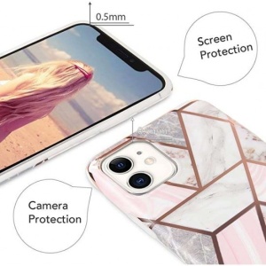 Husa protectie Flippy compatibila cu Samsung Galaxy A32 5G Soft IMD TPU Marble Geometric Alb - Img 2