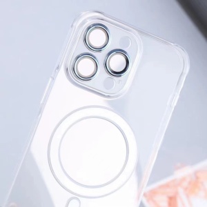 Husa protectie Flippy pentru Apple iPhone 13 Pro Max, MagSafe Silicone, Protectie si folie camera inclusa, protectie camera, Transparent - Img 2
