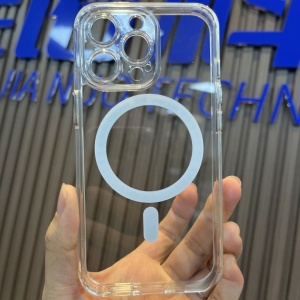 Husa protectie Flippy pentru iPhone 14 Mag Safe, 2 in 1 incarcare si magnet, Silicone, Transparenta - Img 3