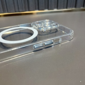 Husa protectie Flippy pentru iPhone 14 Pro Max Mag Safe, 2 in 1 incarcare si magnet, Silicon si Acril, Transparenta - Img 2