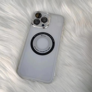 Husa protectie MagSafe TPU, Flippy, pentru iPhone 14, cu decupaj logo, Folie Sticla Camera, Transparent - Img 2
