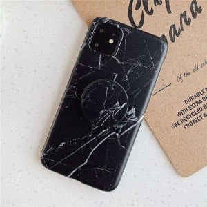 Husa protectie pentru Apple iPhone 11 Pro Max Soft IMD TPU Marble Negru cu Suport inclus - Img 3