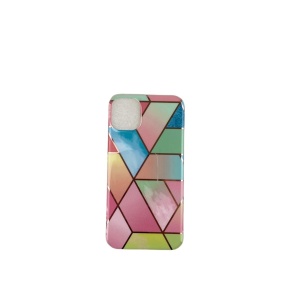 Husa protectie pentru Apple iPhone 11 Pro Max Soft IMD TPU Marble Geometric Roz - Img 4