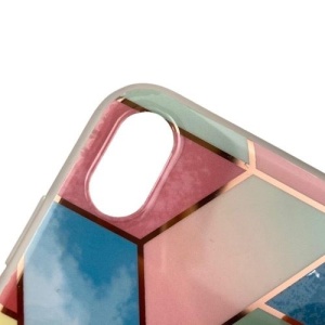 Husa protectie pentru Apple iPhone XR Soft IMD TPU Marble Geometric Roz - Img 4