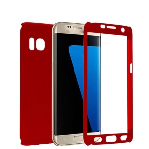 Husa Samsung Galaxy A7 2017 Full Cover 360 Rosu + Folie de protectie - Img 3