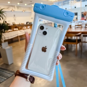 Husa subacvatica Cushion Waterproof Flippy, Snowproof, Universala, Dungata, cu Snur, pentru telefon sau documente, Bleu - Img 3