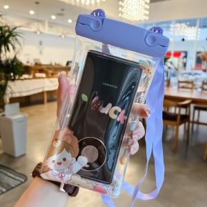 Husa subacvatica Fruity Waterproof Flippy, Snowproof, Universala, Impermeabila, cu Snur, pentru telefon sau documente, Lucky Girl, Mov - Img 2