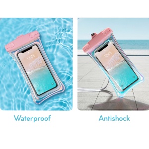 Husa subacvatica Holografica Waterproof Flippy, Snowproof, Universala, Impermeabila, cu Snur, pentru telefon sau documente, Roz - Img 4
