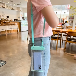 Husa subacvatica Waterproof Flippy, Snowproof, Universala, Senzoriala, cu Snur, pentru telefon sau documente, Verde Menta - Img 3