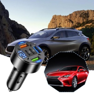 Incarcator Auto 5 in 1, Flippy, 3 x Port USB Fast Charge QC3.1 si 2 x Type C, PD 65W, Negru - Img 2