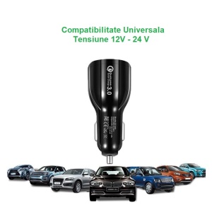 Incarcator Auto, Flippy, Pentru Bricheta, Incarcare Rapida, Interfata USB, 12V-24V, Negru - Img 8