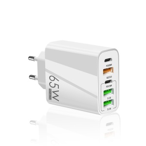 Incarcator Retea, Flippy, 5 Porturi, 65W Fast Charge, 3 x USB, 2 x Type-C, Universal Compatibil iPhone, Huawei, Samsung, Xiaomi, Alb - Img 2