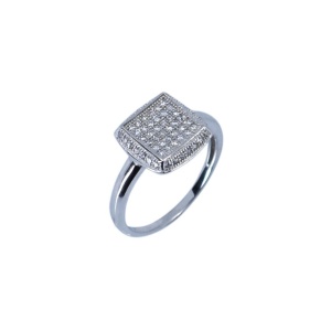 Inel de dama din Argint 925 cu model patrat si zirconii, marimea 53 - Img 3