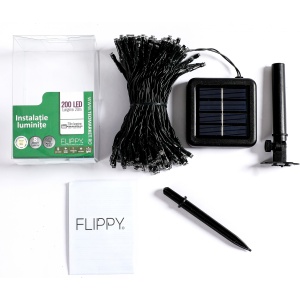Instalatie Craciun, 20 metri, 200 de LED-uri, alb cald, cu energie solara, fir de cupru, liniar, interior/exterior, Flippy - Img 8