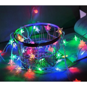 Instalatie Craciun cu baterii, 10 metri, 80 LED-uri tip Stea, fir Transparent, Multicolor, Flippy - Img 2