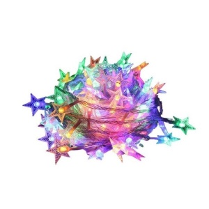 Instalatie Craciun cu baterii, 3 metri, 20 LED-uri tip Stea, fir Transparent, Multicolor, Flippy - Img 1