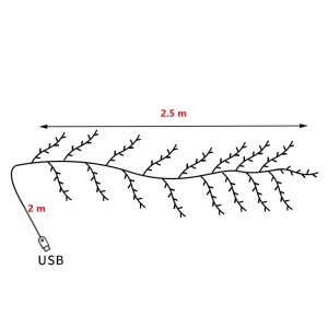 Instalatie Craciun tip Creanga Flippy, 144 LED-uri, Conectare USB, 8 Jocuri de Lumini, Telecomanda, 2.5 m, Prelungitor 2 m, 3V, Fir Negru, Alb Cald - Img 4