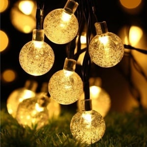 Instalatie Craciun, Tip Globuri de cristal, 50 Led-uri, 9.5 metri, Alb cald, Energie solara, Senzor de lumina, Flippy - Img 11