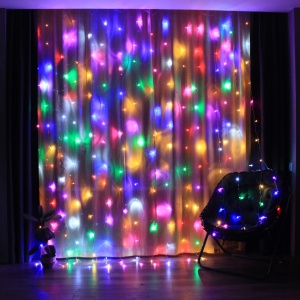 Instalatie Craciun, Tip Perdea IP44, 3m x 2m, 200 Led-uri, Multicolor, USB si telecomanda cu 8 functii, Flippy - Img 5
