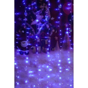 Instalatie Craciun, Tip Perdea, IP44, 8 m x 2 m, 960 LED-uri, Albastru, 8 jocuri de lumini, Transformator, Interconectabila, Prelungitor 5 m inclus, Fir transparent, Interior/ Exterior, Flippy - Img 10
