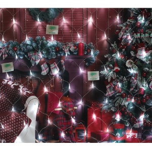 Instalatie Craciun, Tip Plasa, 1.5 m x 1.5 m, 120 LED-uri, Alb rece, 8 jocuri de lumini, Transformator cu telecomanda, Interconectabila, Prelungitor 5 m inclus, Fir transparent, Flippy - Img 5