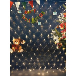 Instalatie Craciun, Tip Plasa, 7.5 m x 1.5 m, 600 LED-uri, Alb cald, 8 jocuri de lumini, Transformator, Interconectabila, Prelungitor 5 m inclus, Fir transparent, Flippy - Img 5